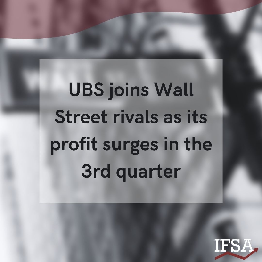 UBS joins Wall Street rivals as its profit surges in the 3rd quarter